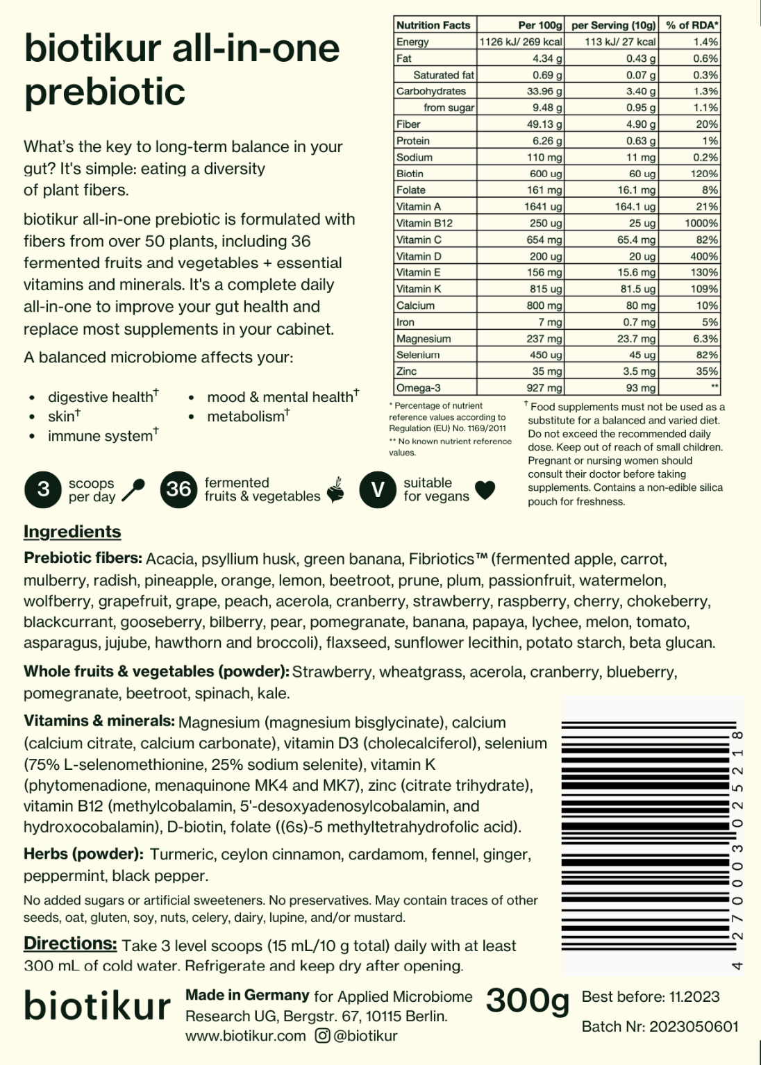 biotikur balance: all-in-one prebiotic + daily multibiotic