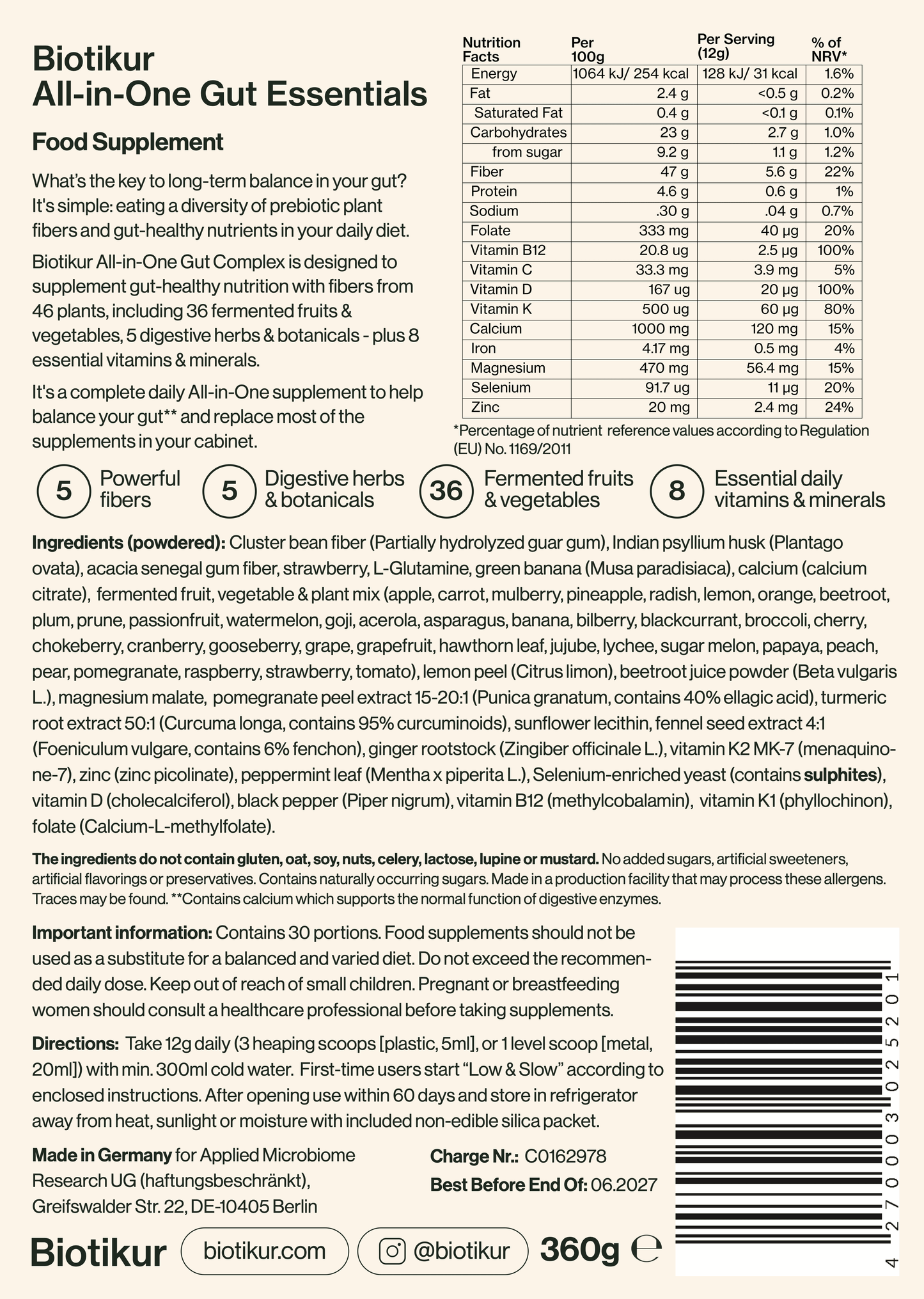 Biotikur Balance: All-in-One Gut Essentials and Daily Multibiotic