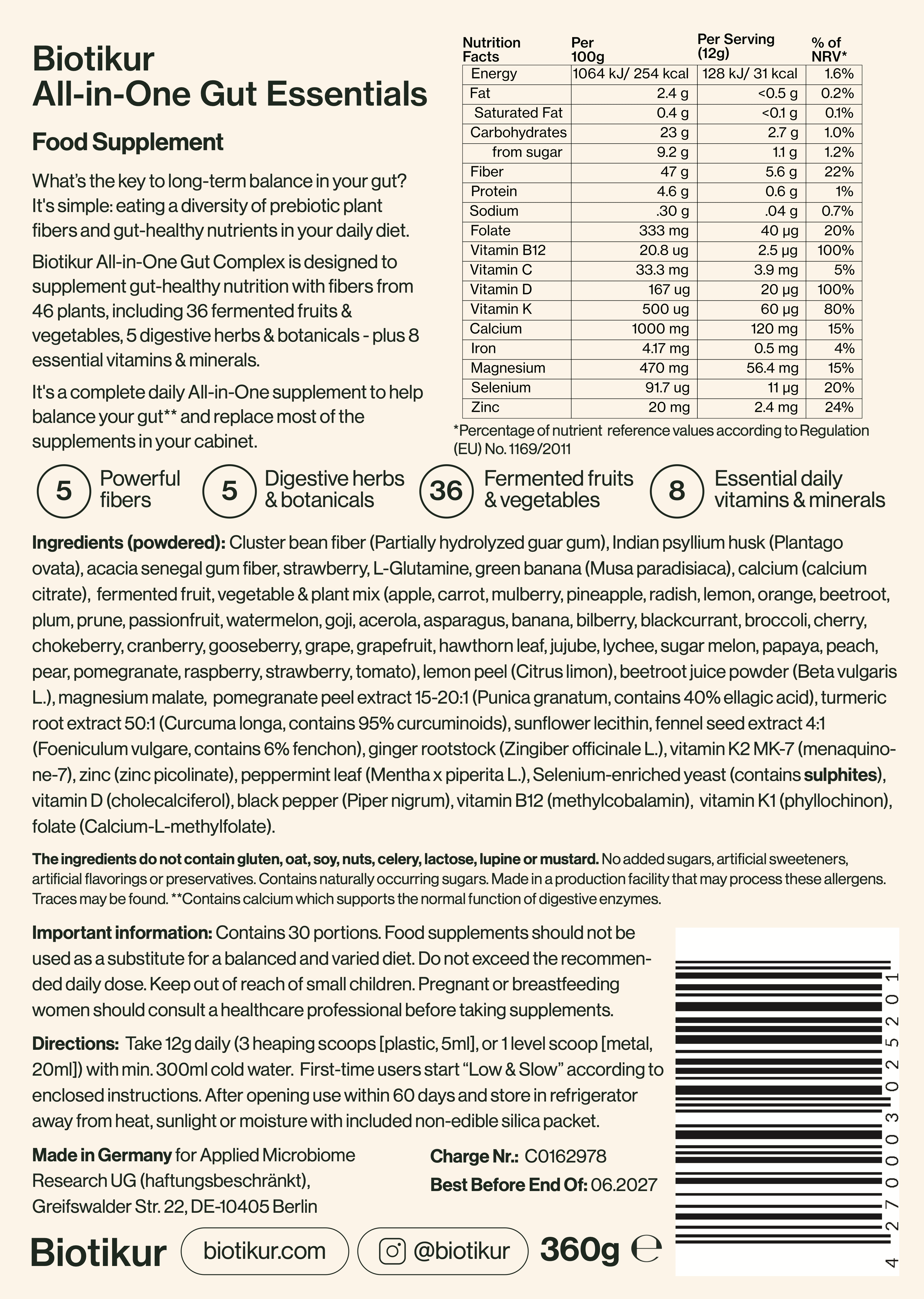 Biotikur Balance: All-in-One Gut Essentials and Daily Multibiotic