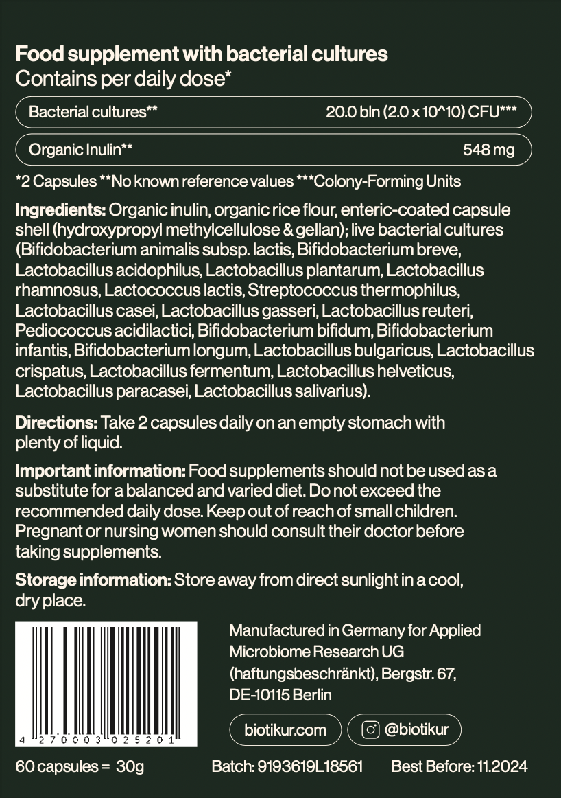 Biotikur Balance Double: 2x Prebiotic and Daily Multibiotic